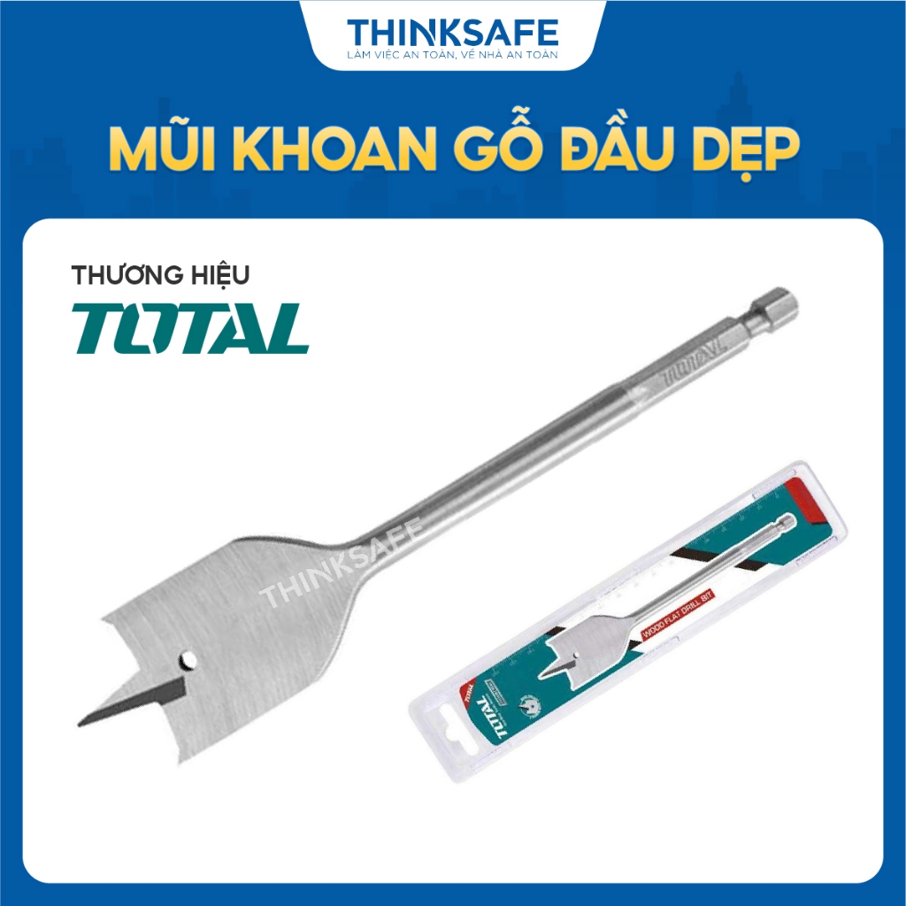 Mũi Khoan Gỗ Đầu Dẹp Total, kích thước 6mm - 32mm, chiều dài mũi 152mm, Mũi Khoan chính hãng - Thinksafe