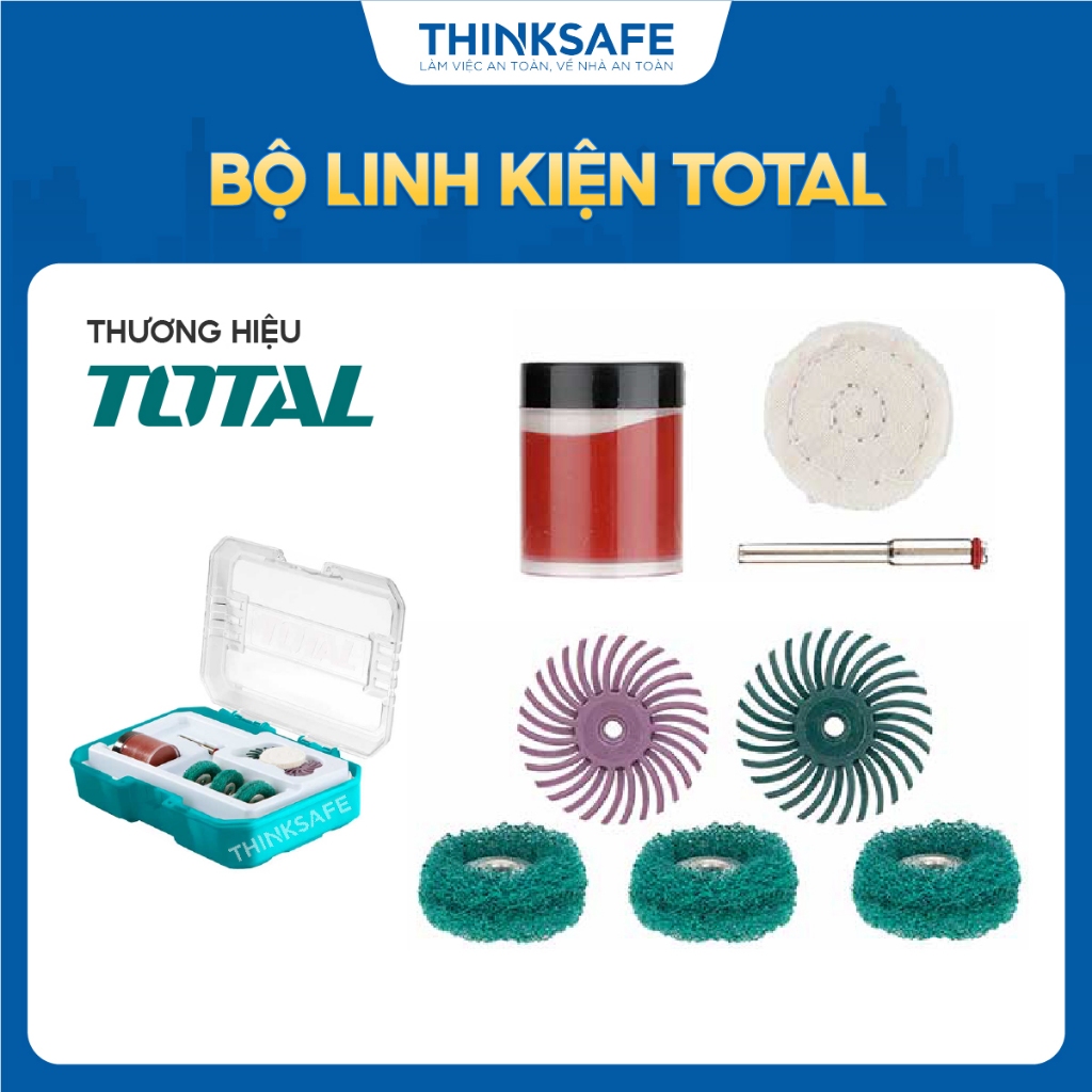 Bộ linh kiện máy mài khuôn Total gồm mũi mài, bánh mài, đĩa cắt để mài khuôn, cắt kim loại, gỗ và nhựa - Thinksafe