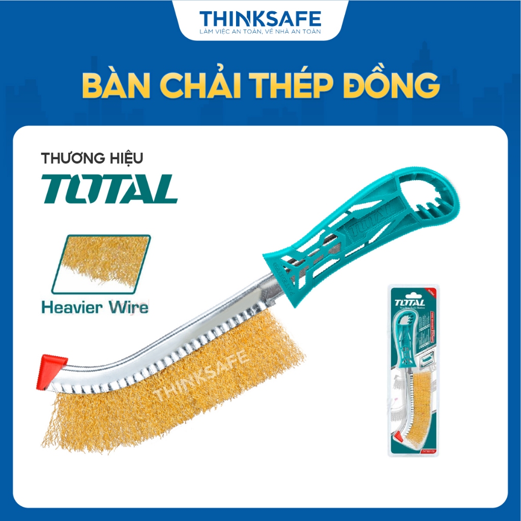 Bàn Chải Thép TOTAL THT92102,  tay cầm nhựa chắc chắn, chiều dài 250mm, phân phối chính hãng - Thinksafe