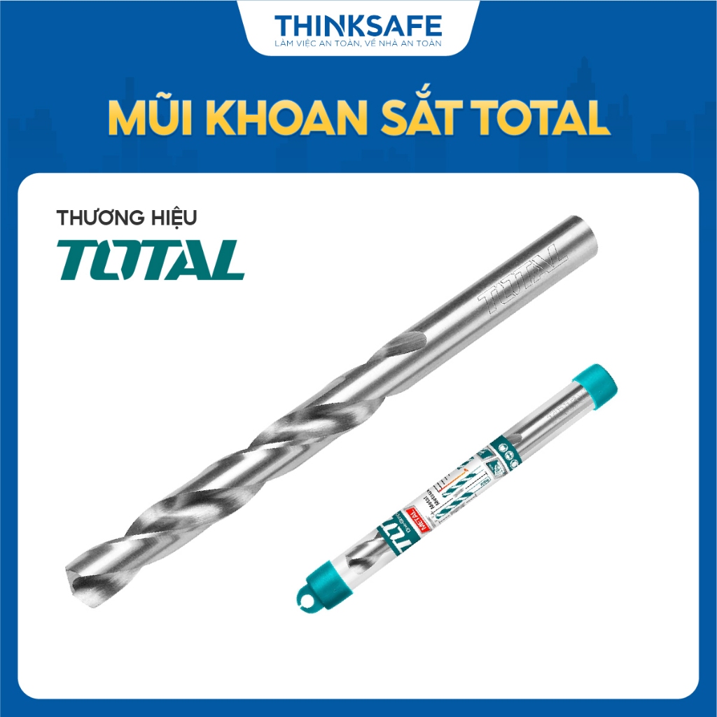 Mũi Khoan Sắt Total thép M2, kích thước 10mm-16mm, chất liệu thép cao cấp có độ bền cao, chính hãng - Thinksafe