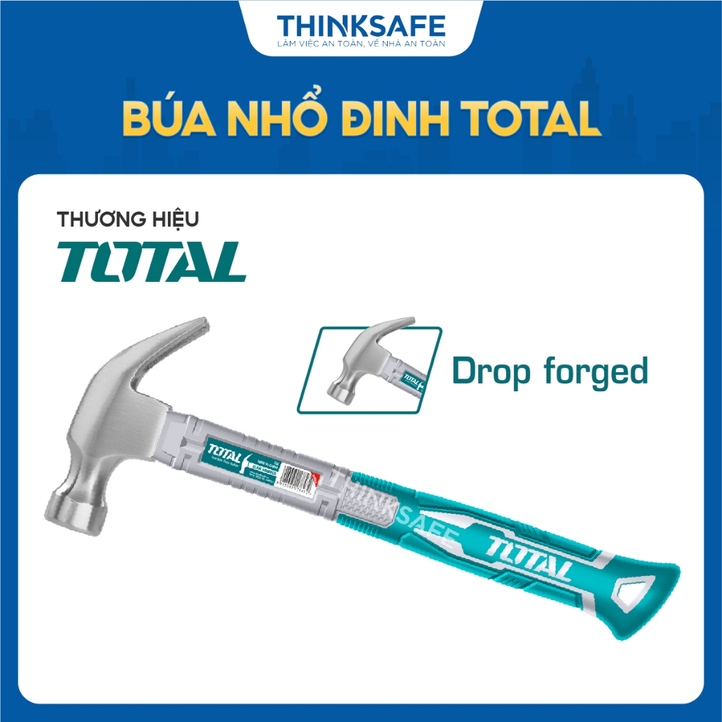Búa nhổ đinh Total, trọng lượng 220g - 560g đầu búa rèn thả, Thép carbon 45c, Búa đóng đinh chính hãng - THINKSAFE