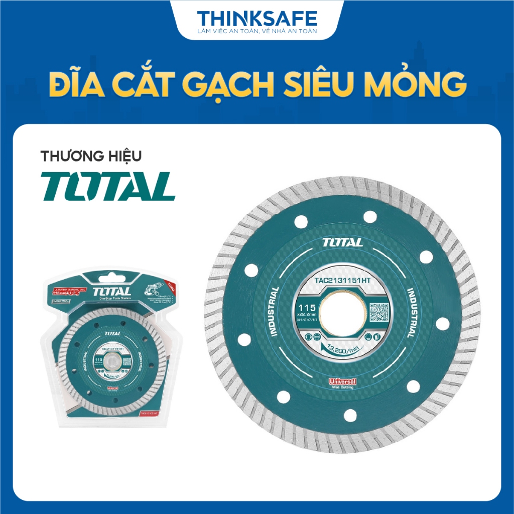 Đĩa cắt gạch siêu mỏng Total, dùng để cắt ngói, gốm, đá, gạch, đá cẩm thạch, phân phối chính hãng - Thinksafe