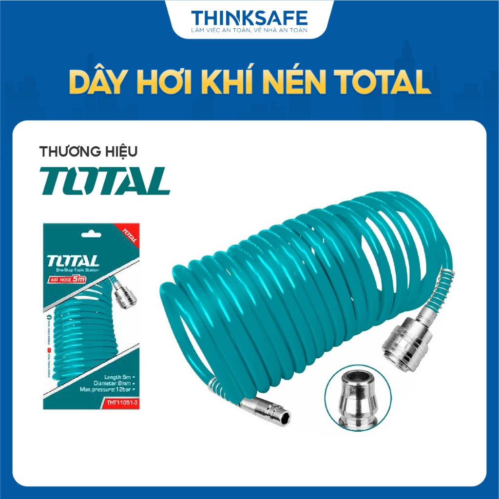 Dây hơi khí nén Total, độ dài 5M - 15M, đầu nối loại Nitto, đường kính trong 5mm, đường kính ngoài 8mm - Thinksafe