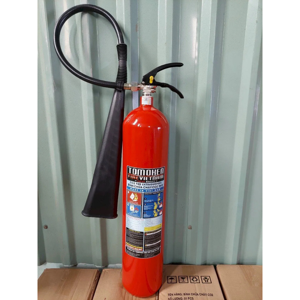 Bình chữa cháy Co2 3KG - 5KG TOMOKEN sản xuất tại Việt Nam có tem kiểm định, Bình cứu hoả chính hãng - Thinksafe