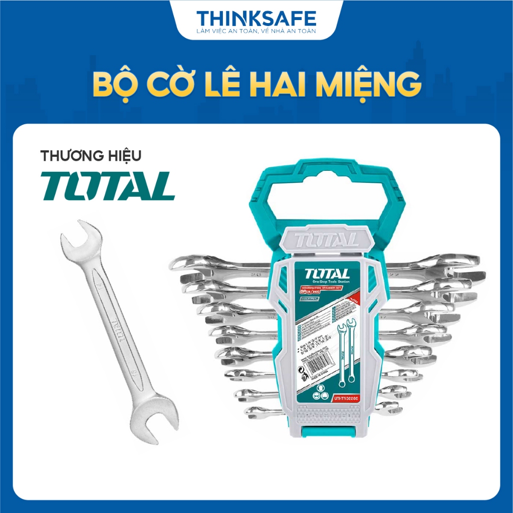 Bộ cờ lê hai miệng hai chi tiết TOTAL 6-22mm cờ lê chất liệu Cr-V siêu cứng, chống rỉ, chính hãng - THINKSAFE