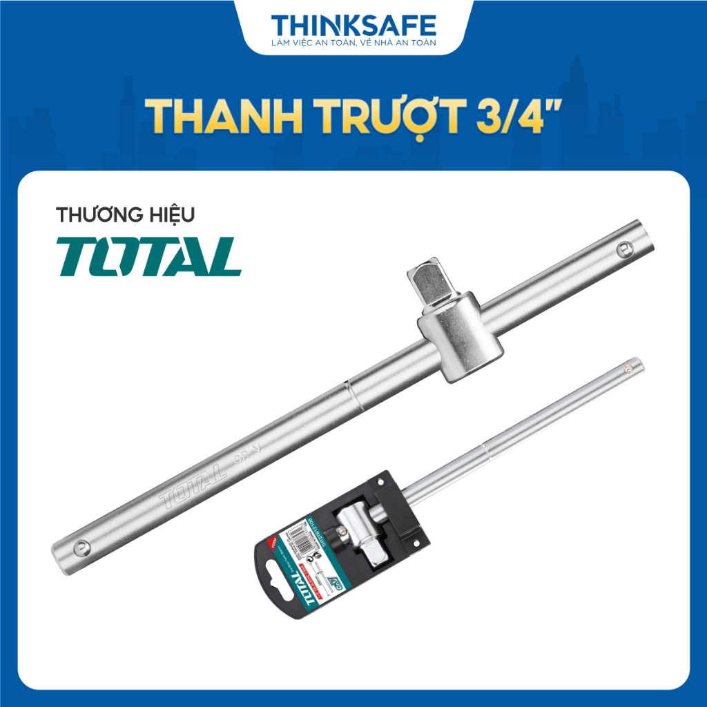 Thanh trượt 3/4 inch Total THTSTB34201 dài 500mm, thép Crv xử lý nhiệt, mạ crom, Cần tuýp trượt chính hãng - Thinksafe