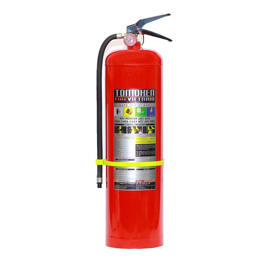 Bình chữa cháy ABC 4KG -8KG TOMOKEN sản xuất tại Việt Nam có tem kiểm định, bình cứu hoả chính hãng - Thinksafe