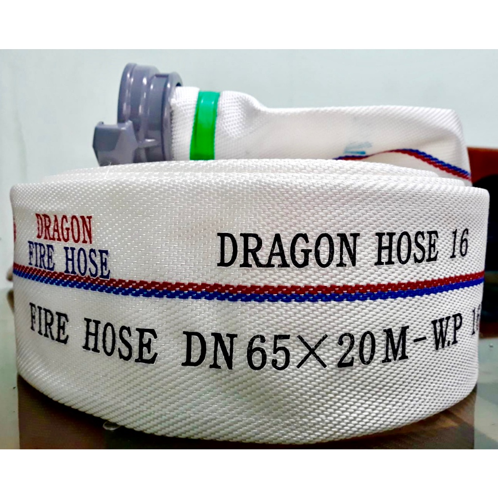 Cuộn vòi Dragon D50 - D65 16 bar 20m có tem kiểm định, lớp ống PVC trong 1.1mm, 100% sợi Polyester, chính hãng-Thinksafe