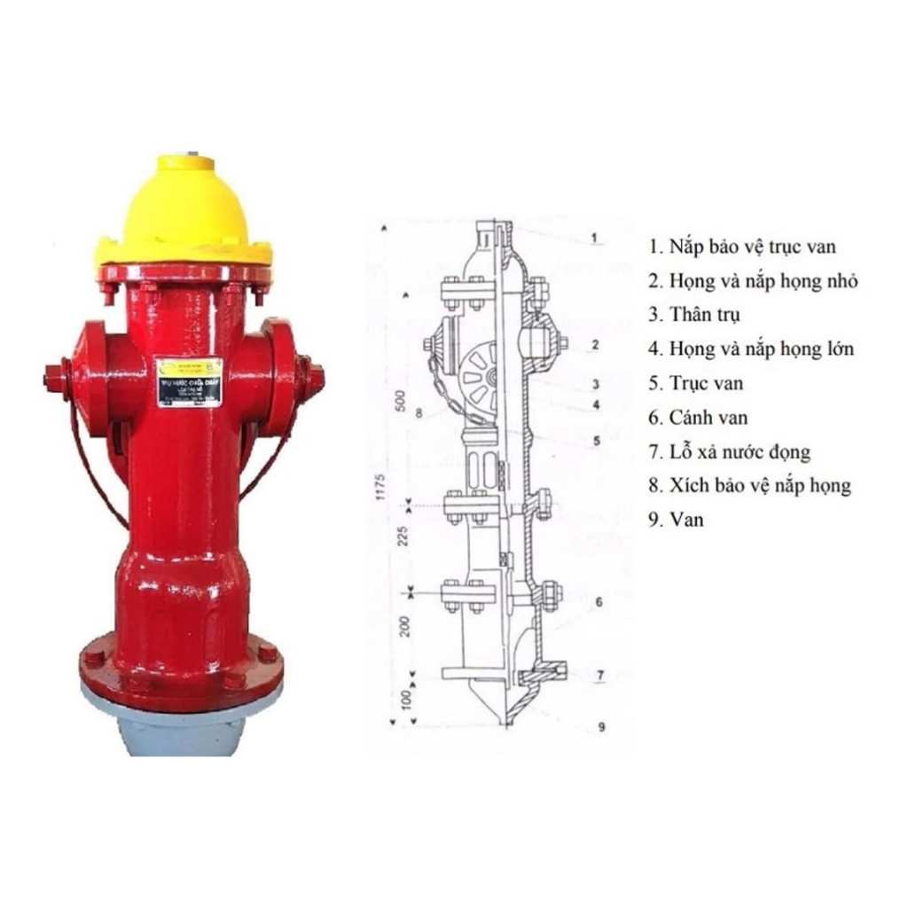 Trụ 3 cửa chữa cháy bộ quốc phòng có tem kiểm định, Nhiệt độ làm việc 0℃ - 150℃, Trụ chữa cháy chính hãng - Thinksafe