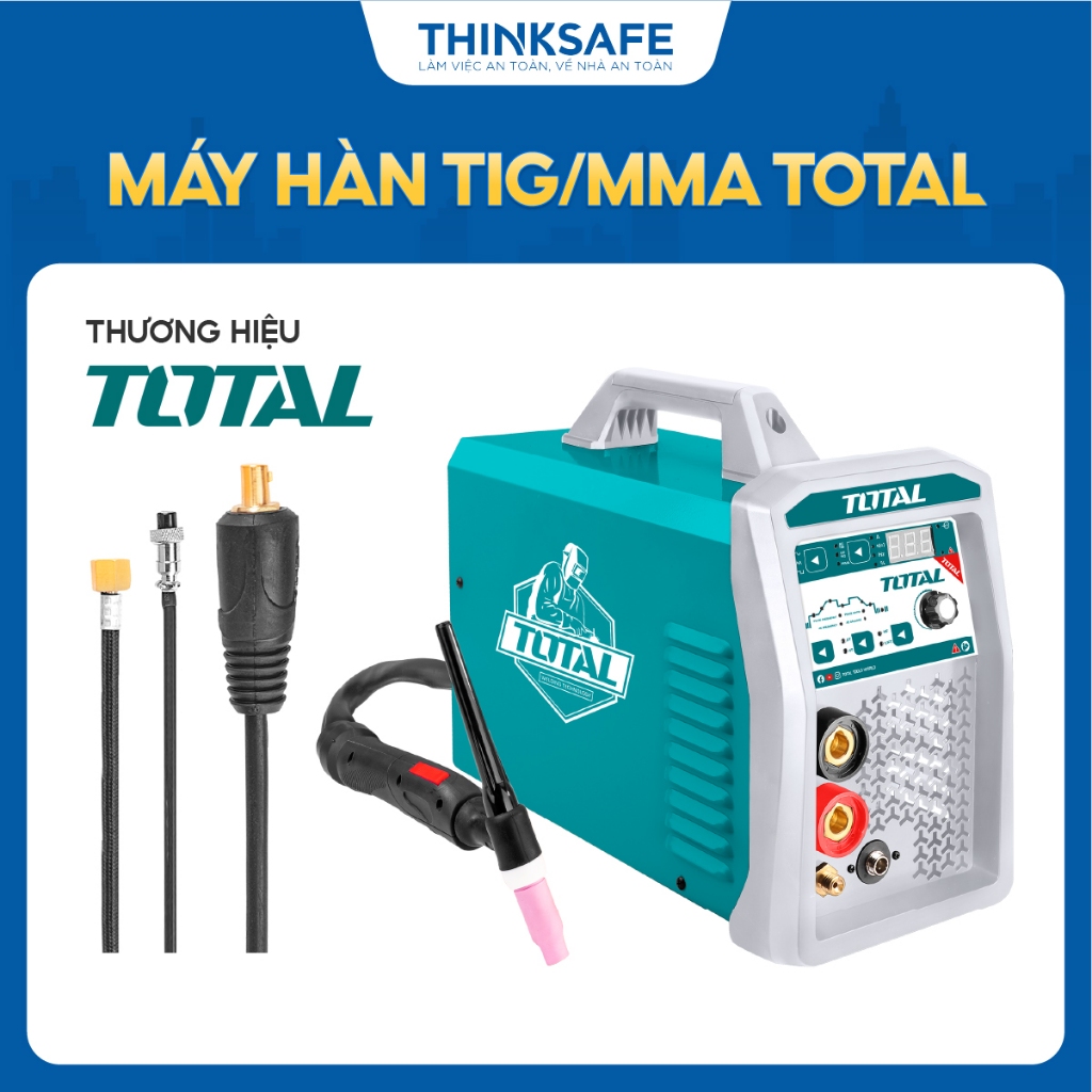 Máy Hàn TIG/MMA Total TIGACDC2001 biến tần ACDC, Điện áp không tải 68V, Gồm 1 kềm hàn, Máy Hàn chính hãng - Thinksafe