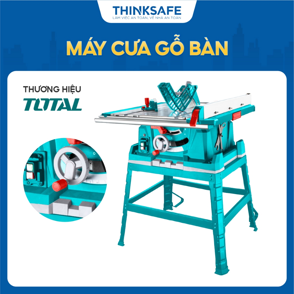Máy Cưa Gỗ Bàn Total TS526043 2600W, Tốc độ không tải 4800 V/p, Chân đỡ bằng thép 4 chân, Máy Cưa chính hãng - Thinksafe