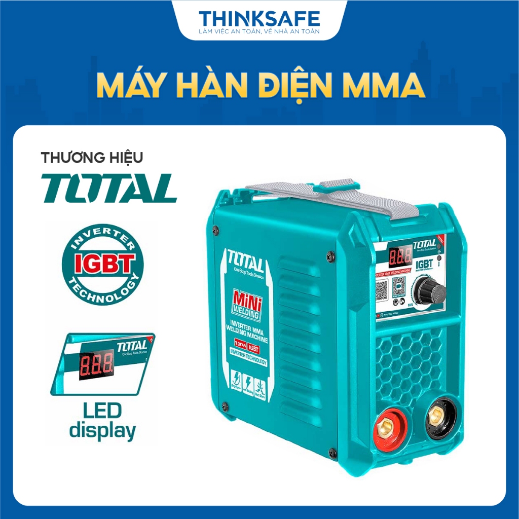 Máy hàn điện MMA mini Total, hiệu suất 130A - 180A, điện áp đầu vào 1~220-240V, tần số 50/60Hz, chính hãng - Thinksafe