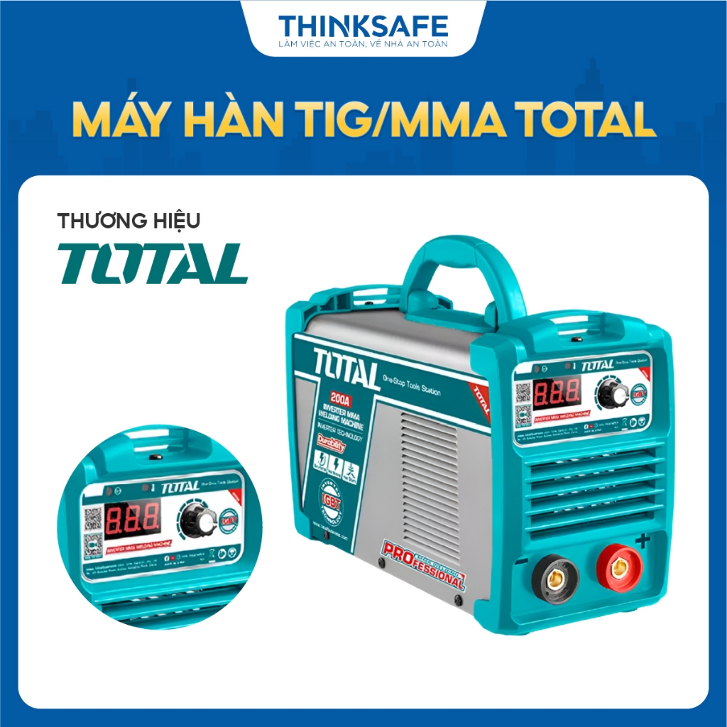 Máy Hàn TIG/MMA Total TW2200381 TIG1601, Công nghệ biến tần IGBT, chức năng Lift TIG màn hình LCD - Thinksafe