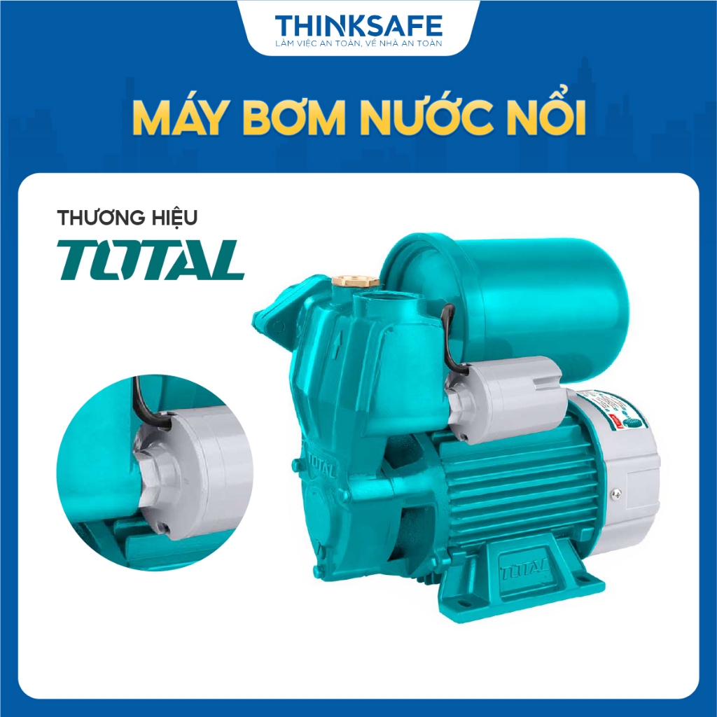 Máy bơm nước nổi tự động mồi Total, công suất 370W - 1500W, mô tơ dây đồng, dây cáp dài 3m, chính hãng - Thinksafe