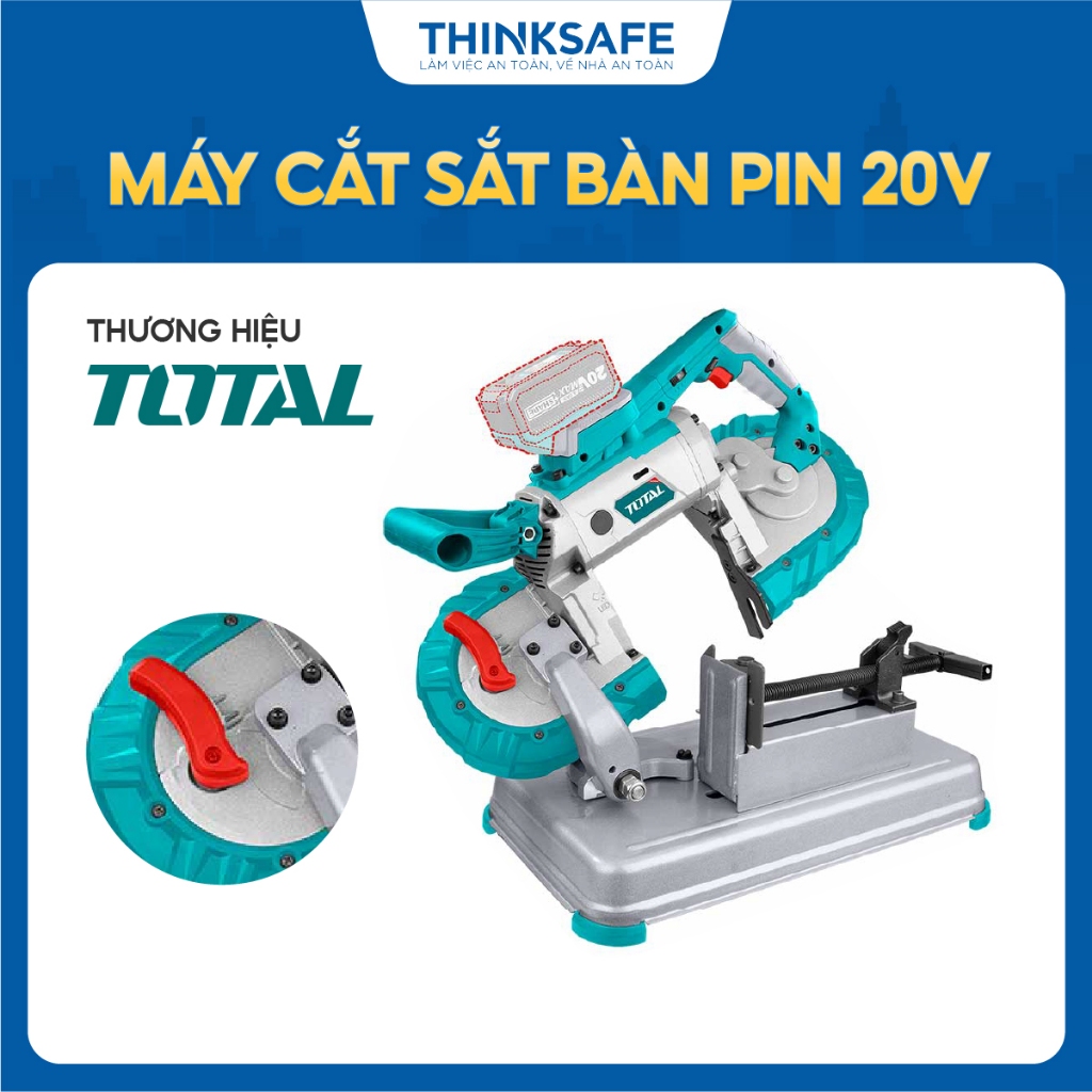 Máy cắt sắt bàn dùng Pin 20V Total TBSLI20127, tốc độ không tải 0-120m/phút, khả năng cắt tối đa 127mm - Thinksafe