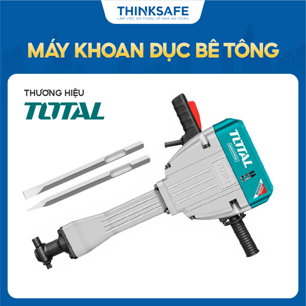 Máy khoan đục bê tông TOTAL TH220502, công suất 2200W, Lực đục 75J, chế độ chống rung, phân phối chính hãng - Thinksafe