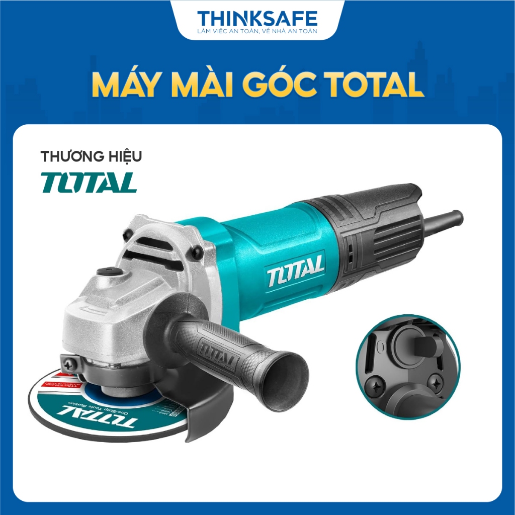 Máy mài góc đĩa mài 125mm TOTAL công suất 900W - 1500W, trục chính m14, Máy cắt cầm tay kèm tay cầm phụ - Thinksafe