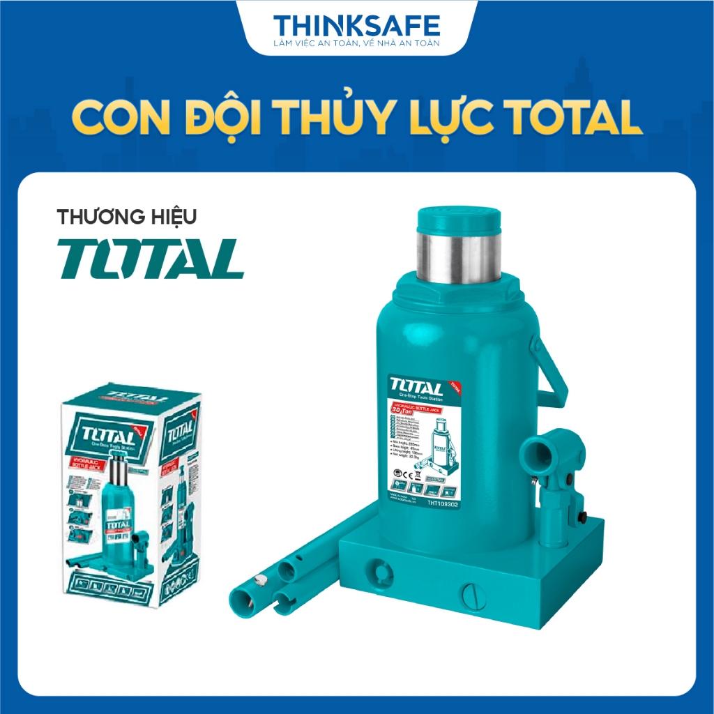 Con đội thủy lực Total THT109302 THT109502, khả năng đội 30 - 50 tấn, chiều cao tối thiểu 285 - 300mm, Kích thủy lực