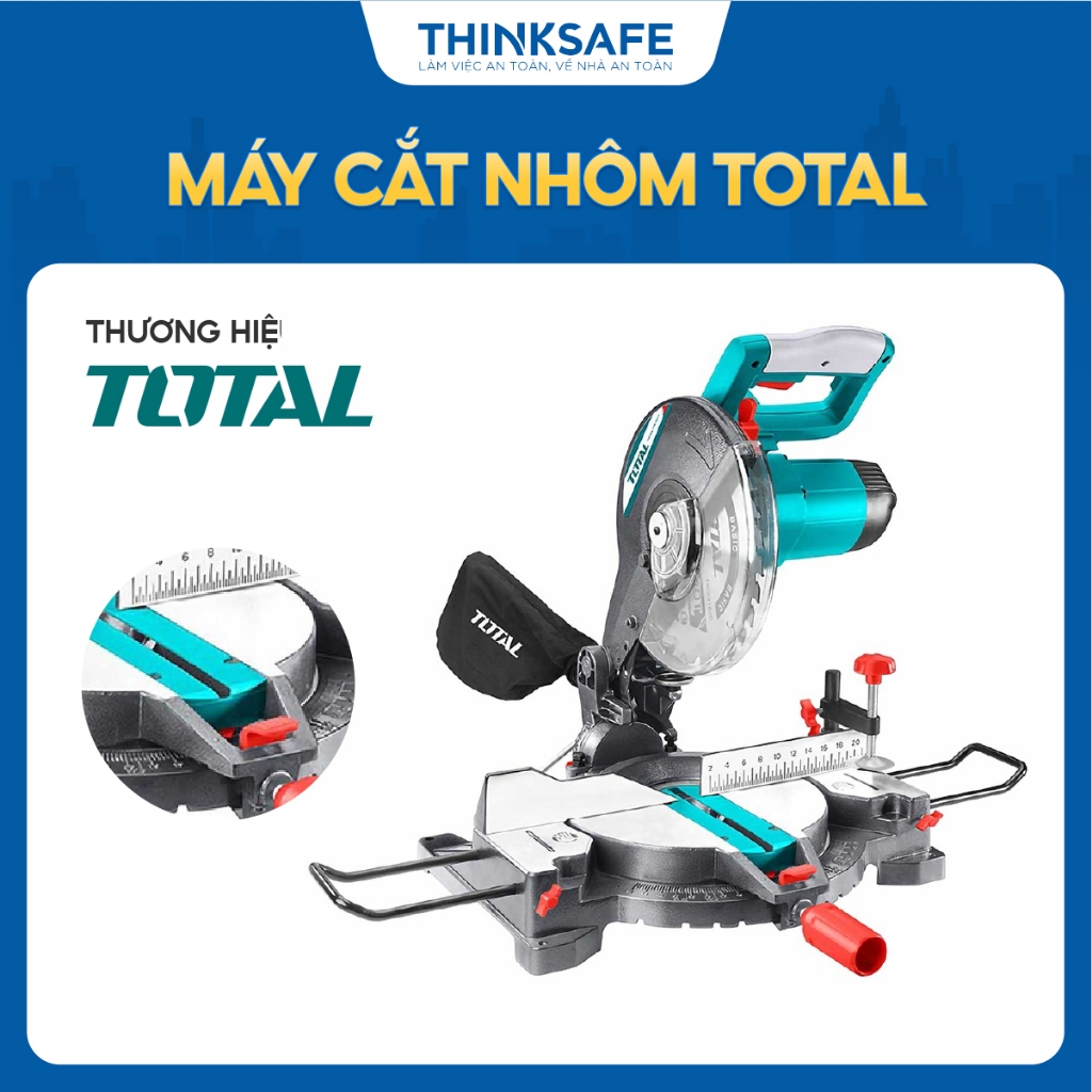Máy cắt nhôm Total công suất 1800 - 2400W, lưỡi cắt 255 - 305mm, cắt góc 45 độ, Máy cắt cầm tay kèm phụ kiện - Thinksafe