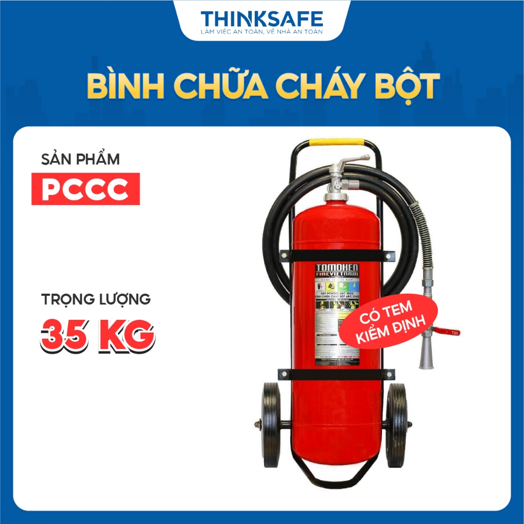 Bình chữa cháy ABC 35KG TOMOKEN sản xuất tại Việt Nam, có tem kiểm định, Bình cứu hoả chính hãng - Thinksafe