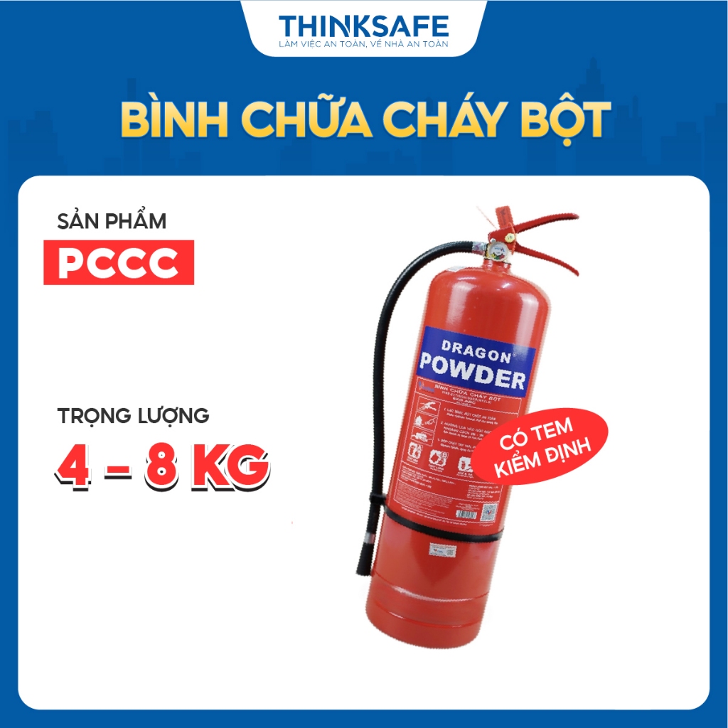 Bình chữa cháy ABC 4KG - 8KG DRAGON sản xuất tại Việt Nam có team kiểm định, chính hãng - Thinksafe