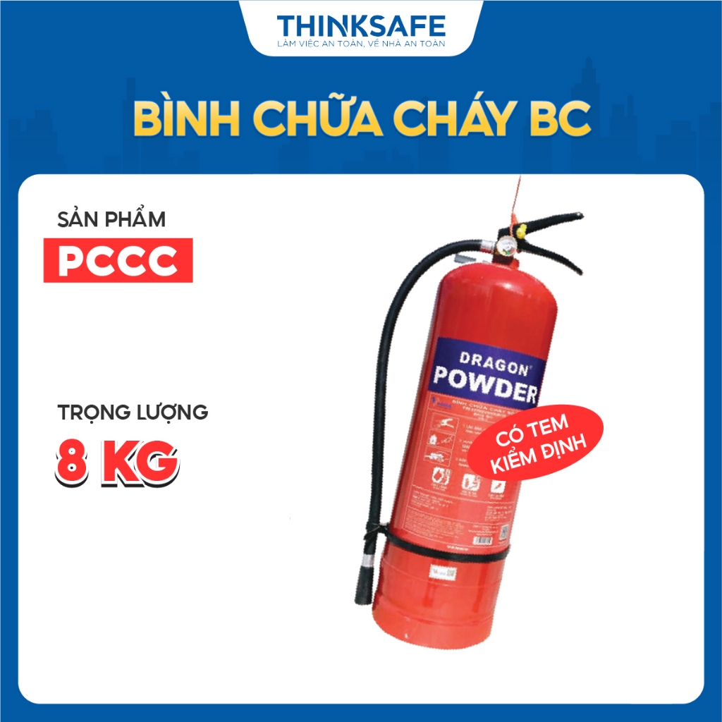 Bình chữa cháy BC 8KG DRAGON sản xuất tại Việt Nam có team kiểm định, chính hãng - Thinksafe