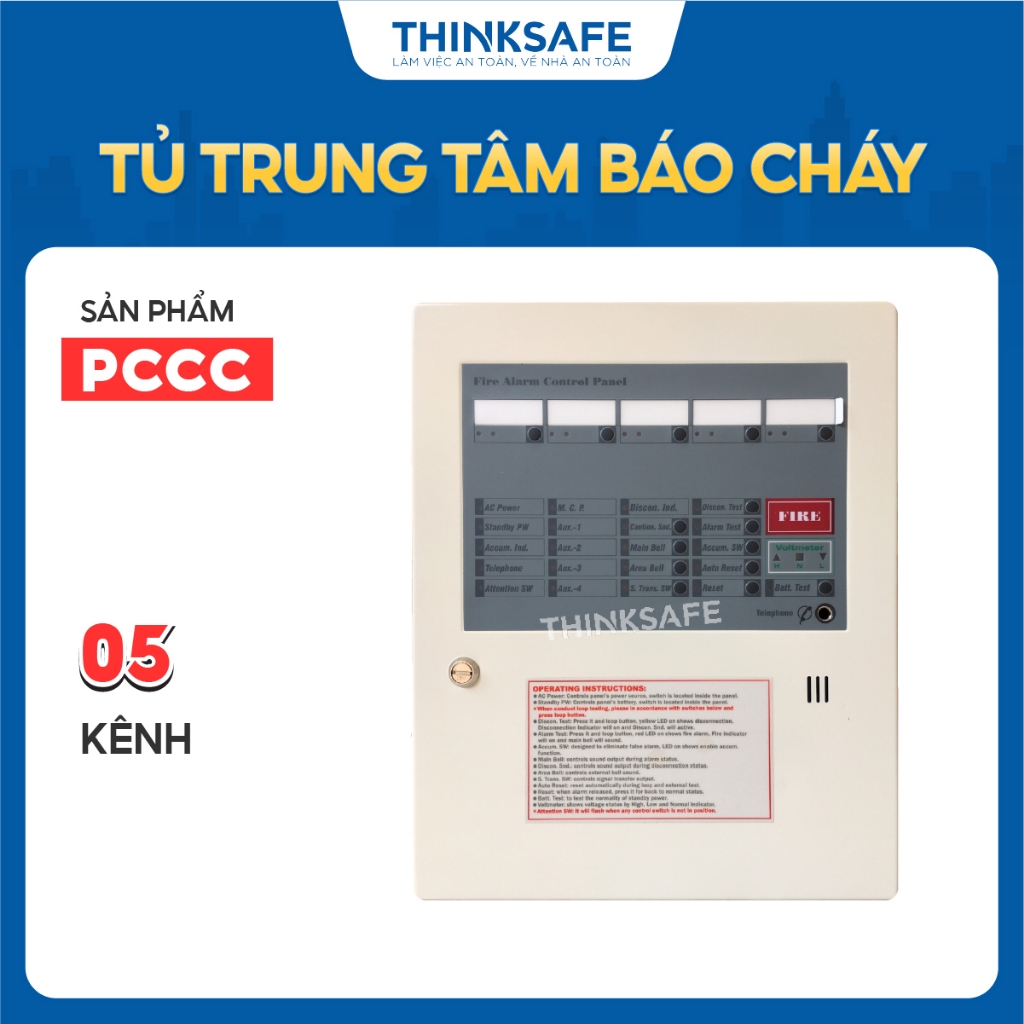 Tủ Trung tâm báo cháy 4 - 15 kênh HORING, Kích thước 350mm x 285mm x 105mm, Tủ điều khiển báo cháy chính hãng-Thinksafe