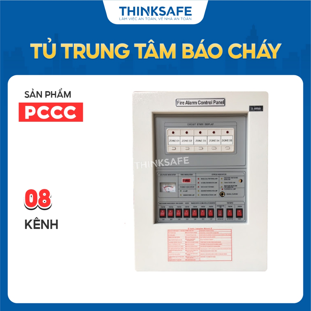 Tủ Trung tâm báo cháy 4 - 15 kênh HORING, Kích thước 350mm x 285mm x 105mm, Tủ điều khiển báo cháy chính hãng-Thinksafe