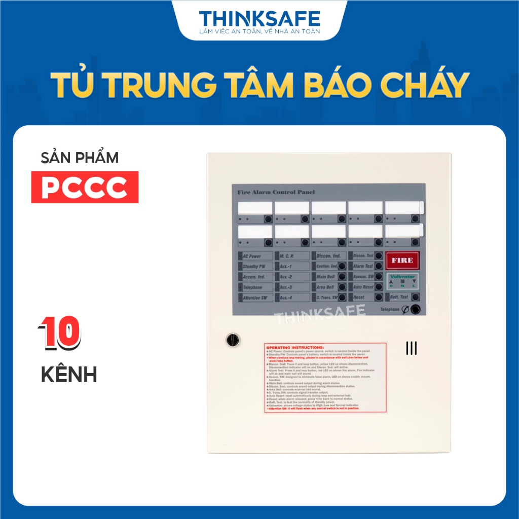 Tủ Trung tâm báo cháy 4 - 15 kênh HORING, Kích thước 350mm x 285mm x 105mm, Tủ điều khiển báo cháy chính hãng-Thinksafe