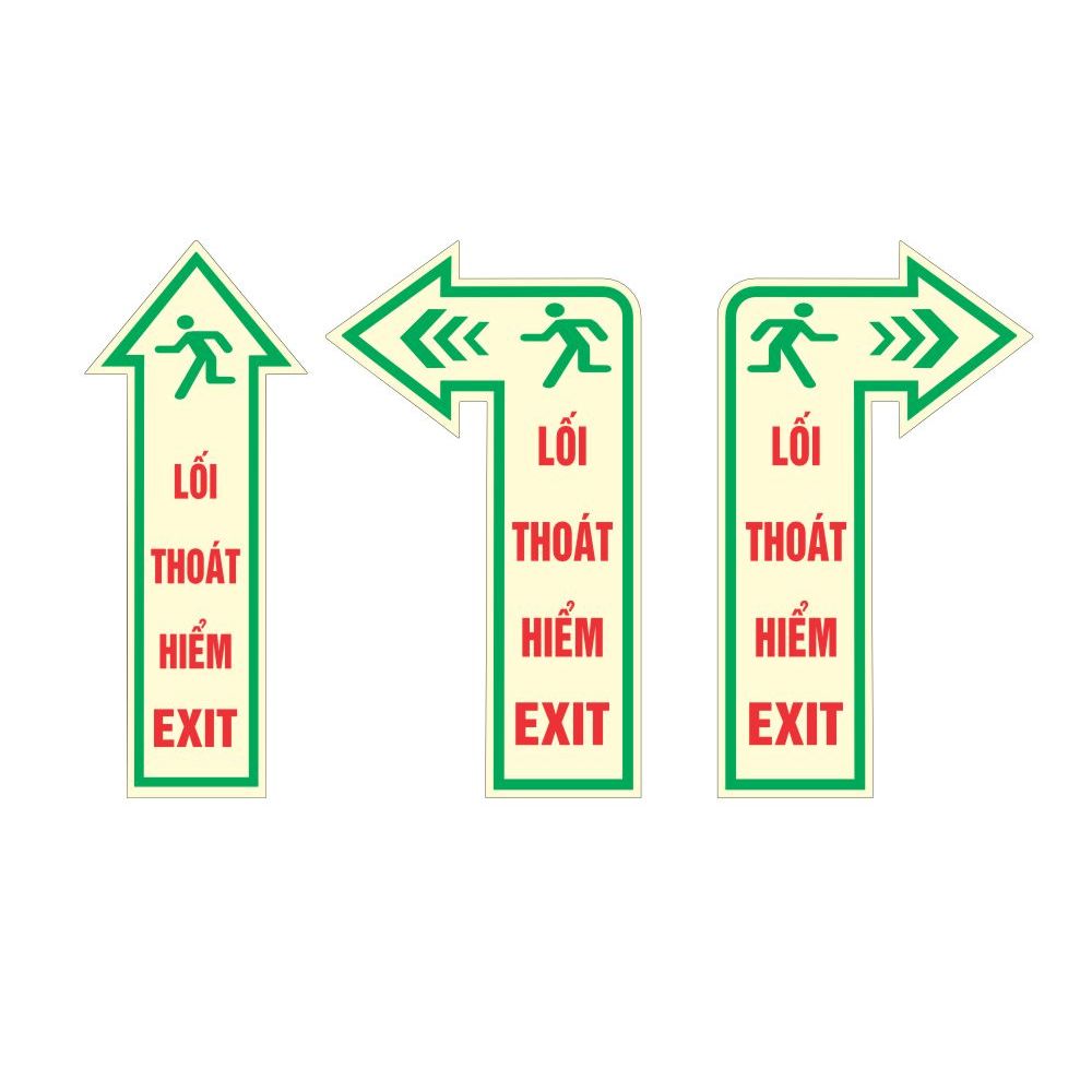 Đề can in UV Exit dạ quang mũi tên thoát hiểm chất liệu Poly Cacbonat - Thinksafe