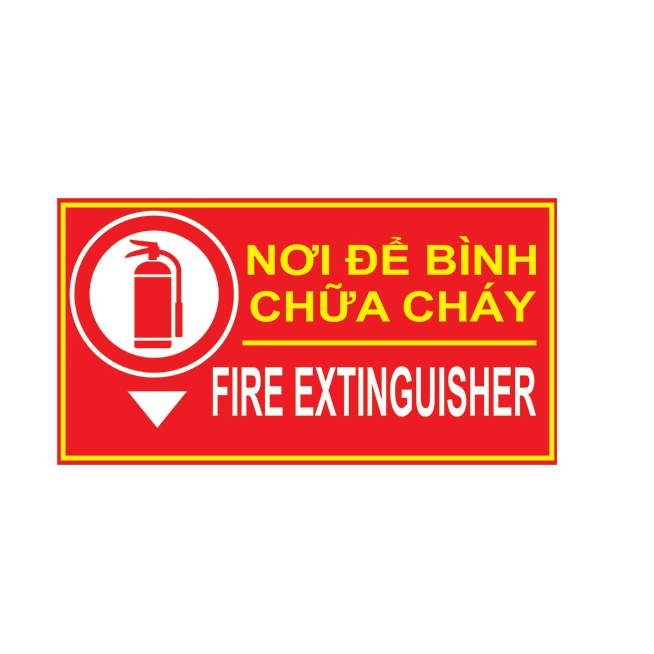 Bảng nơi để bình chữa cháy Meka kích thước 300x150, tiêu lệnh chữa cháy dán tường - Thinksafe