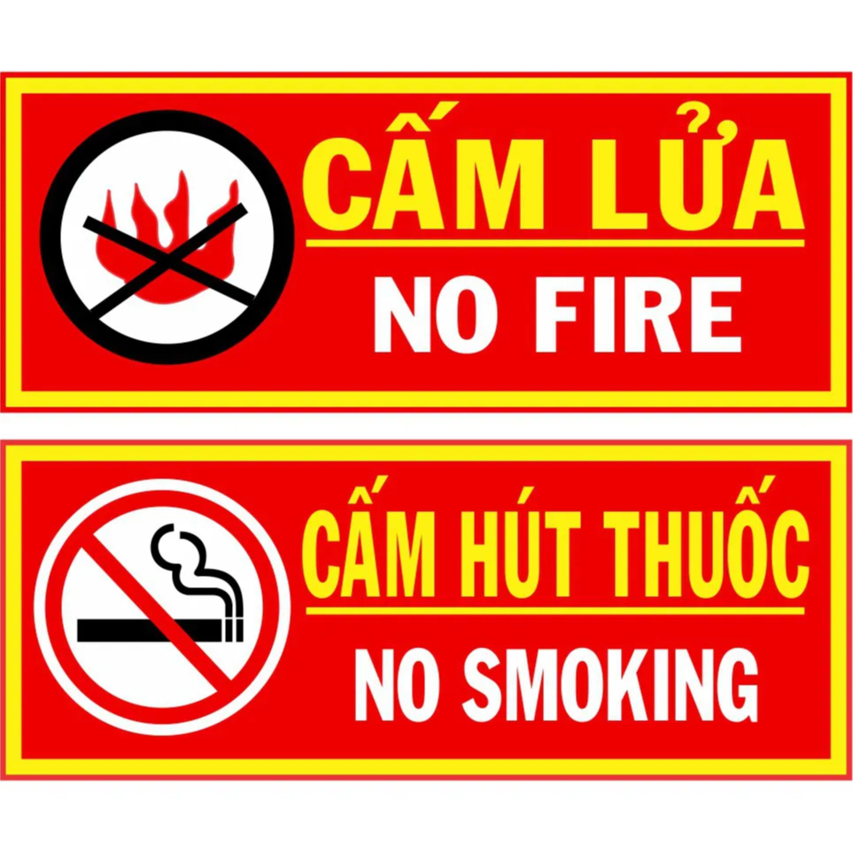 Bảng cấm lửa cấm hút thuốc PCCC chất liệu meka, Tiêu lệnh, nội quy phòng cháy chữa cháy dán tường - THINKSAFE