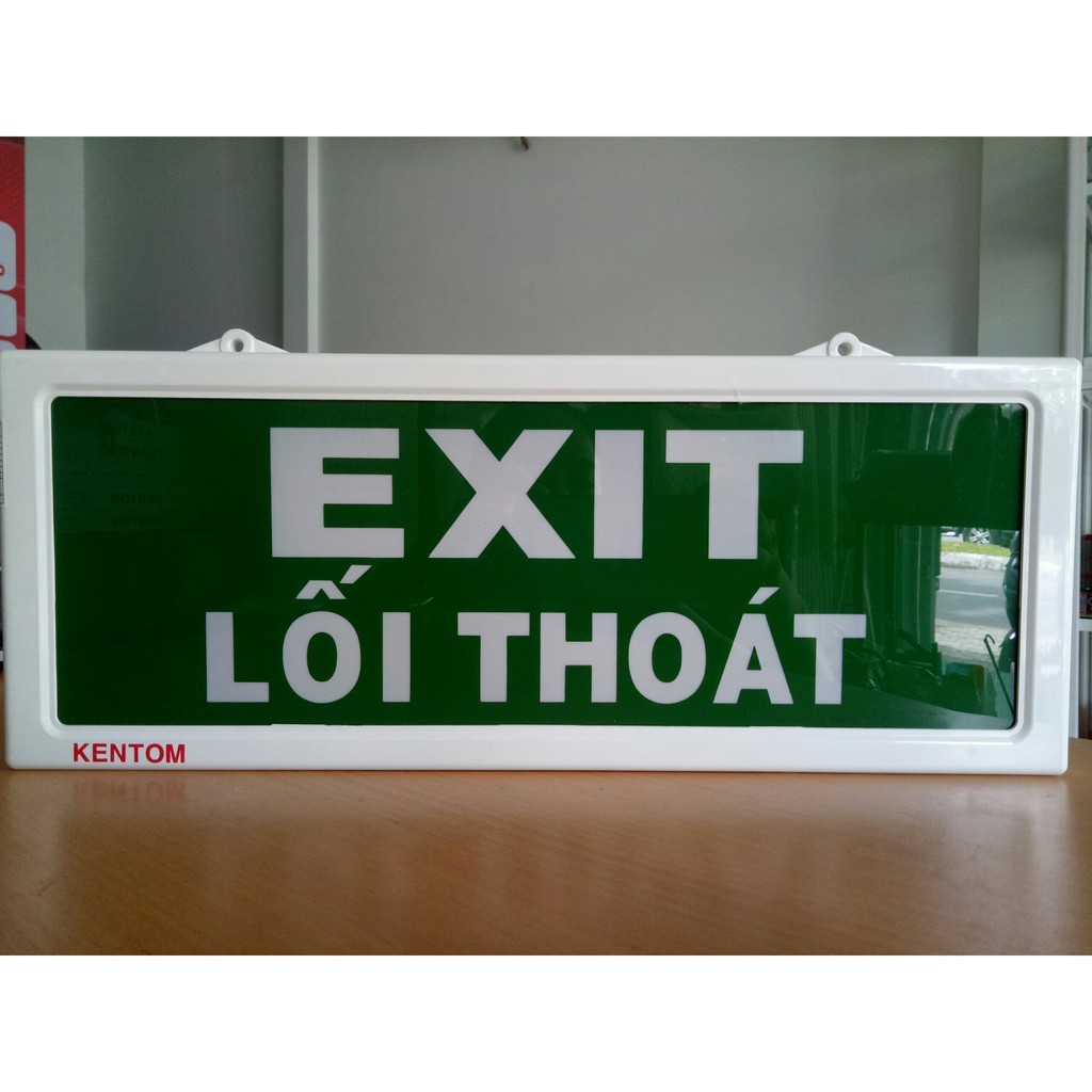 Đèn Exit lối thoát KenTom KT-120, đèn thoát hiểm KenTom gắn tường 2 mặt với bóng Led siêu sáng, chính hãng - Thinksafe