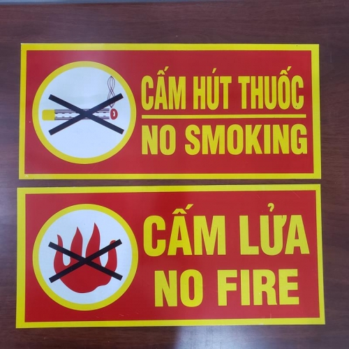 Bảng cấm lửa cấm hút thuốc PCCC chất liệu meka, Tiêu lệnh, nội quy phòng cháy chữa cháy dán tường - THINKSAFE