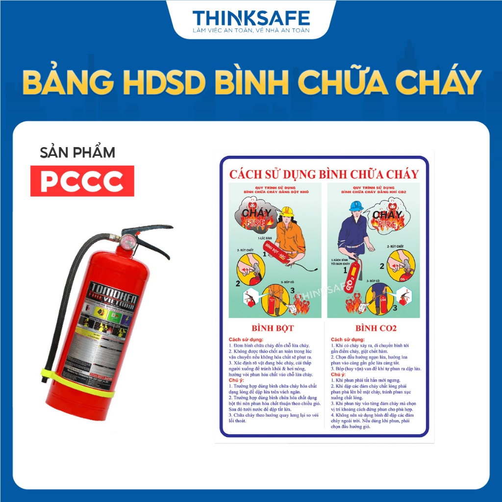 Bảng hướng dẫn sử dụng bình chữa cháy bằng Meka kích thước 300x200 , tiêu lệnh chữa cháy - Thinksafe