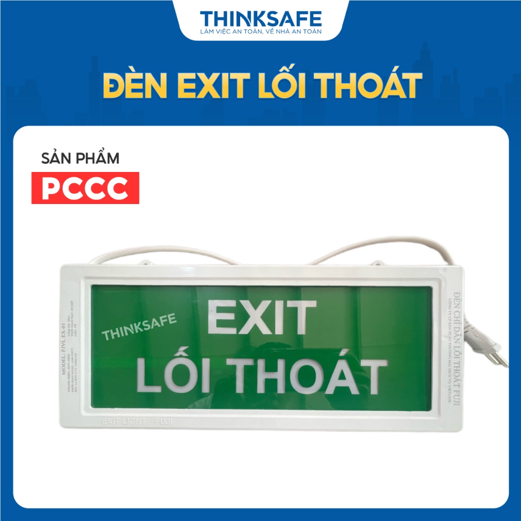 Đèn Exit lối thoát KenTom KT-120, đèn thoát hiểm KenTom gắn tường 2 mặt với bóng Led siêu sáng, chính hãng - Thinksafe