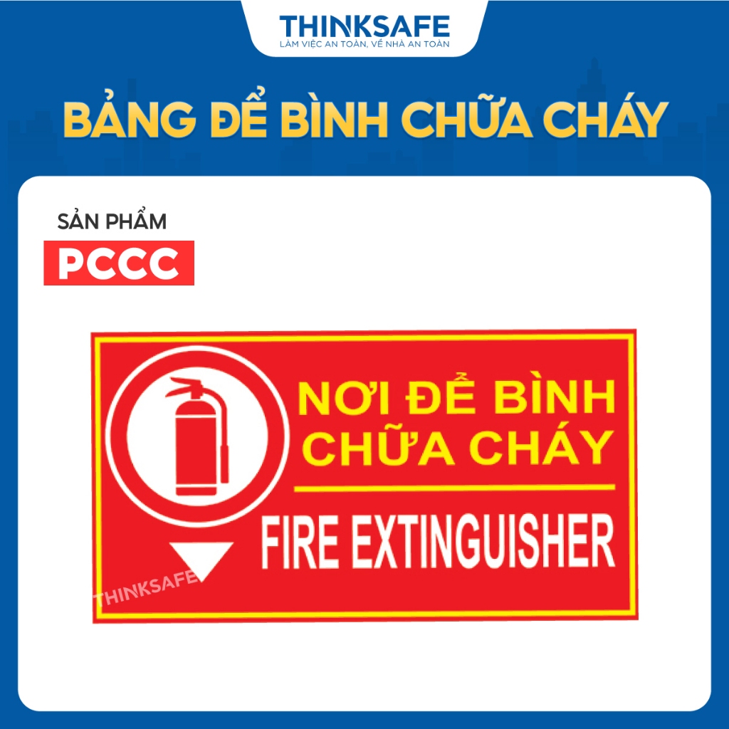 Bảng nơi để bình chữa cháy Meka kích thước 300x150, tiêu lệnh chữa cháy dán tường - Thinksafe