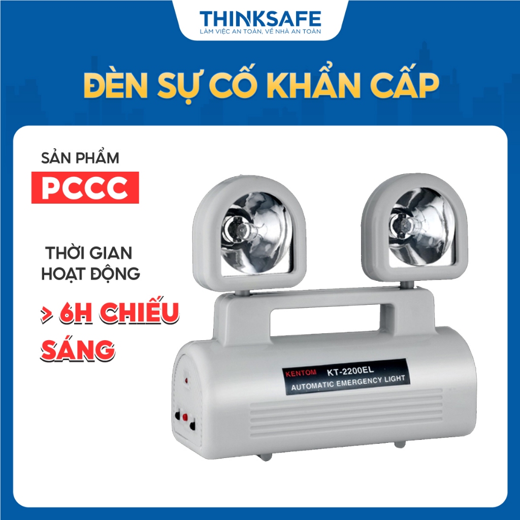 Đèn sự cố sạc khẩn cấp Kentom KT2200, đèn chiếu sáng sự cố ánh sáng vàng, Chính hãng - Thinksafe