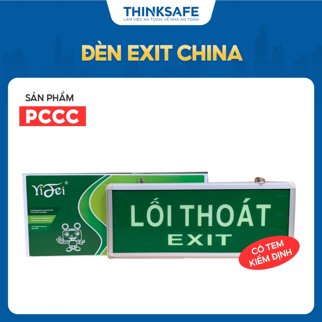 Đèn exit china có tem PCCC - lilang, yifei , đèn thoát hiểm, phân phối chính hãng - Thinksafe