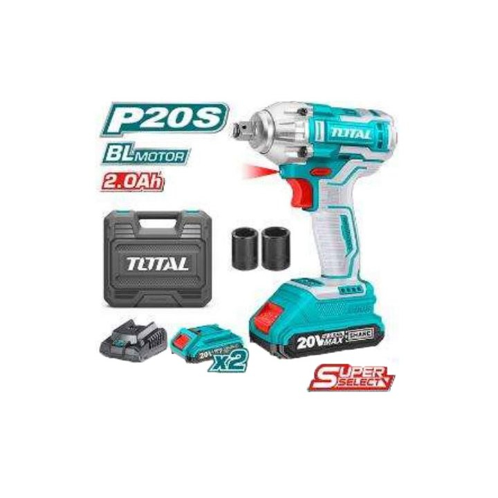 Máy siết bulong Pin Total 20V đầu siết vuông 1/2, Mô tơ không chổi than Mô-men xoắn 300Nm - 850Nm chính hãng Thinksafe