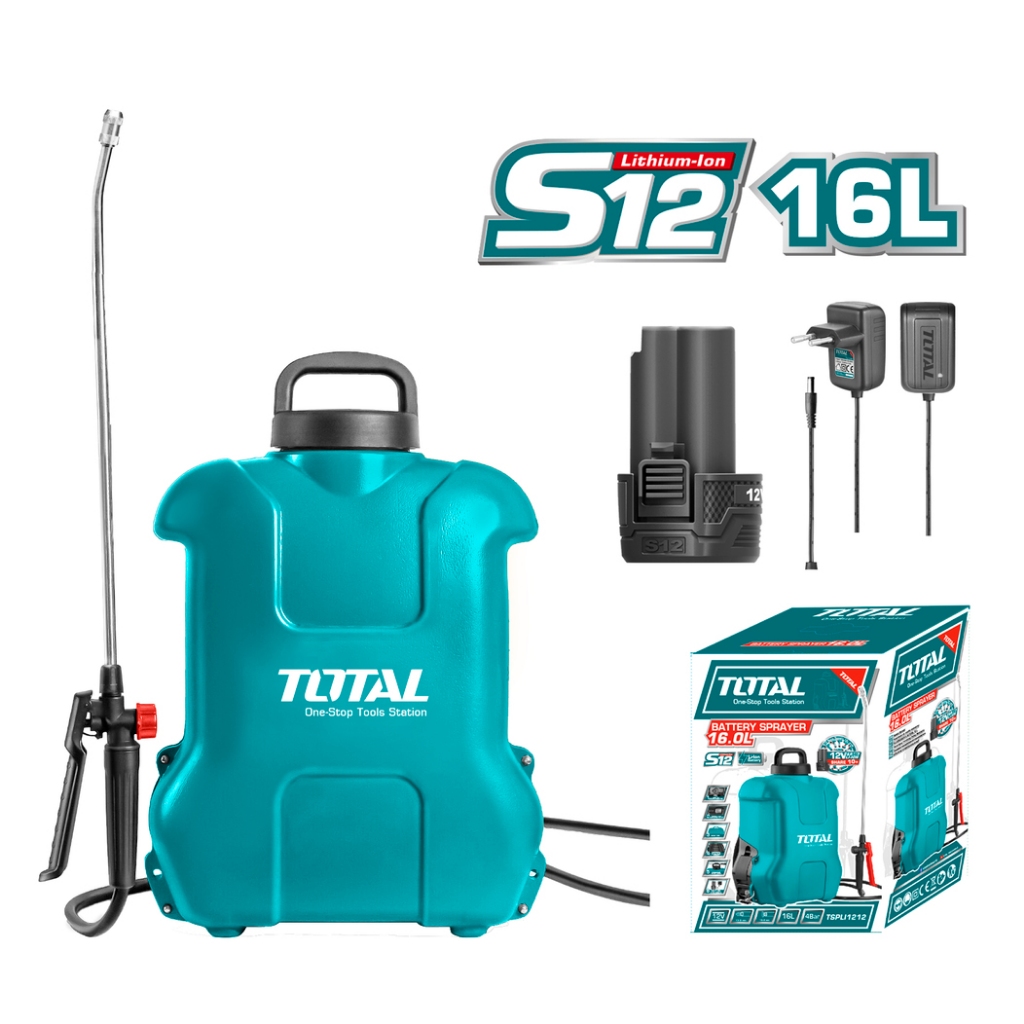 Máy phun thuốc 16L dùng pin TOTAL 12V - 20V, chất liệu nhựa PE, áp xuất 3 - 5 bar, không kèm pin và sạc - Thinksafe