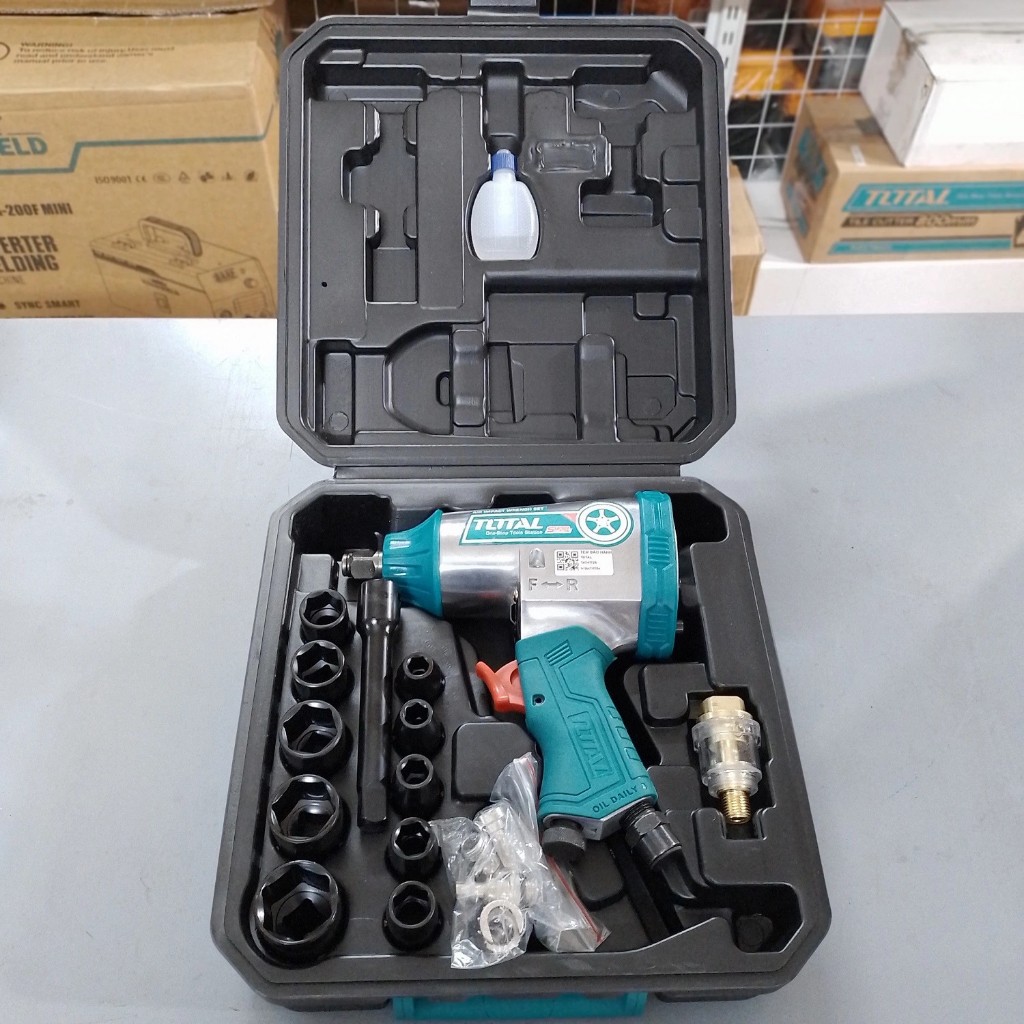 Máy bắn bulong khí nén Total, đầu vặn vuông 12.5mm - 25mm, mô men xoắn 312 - 1800Nm, Máy siết bulong hơi, cơ chế búa đôi
