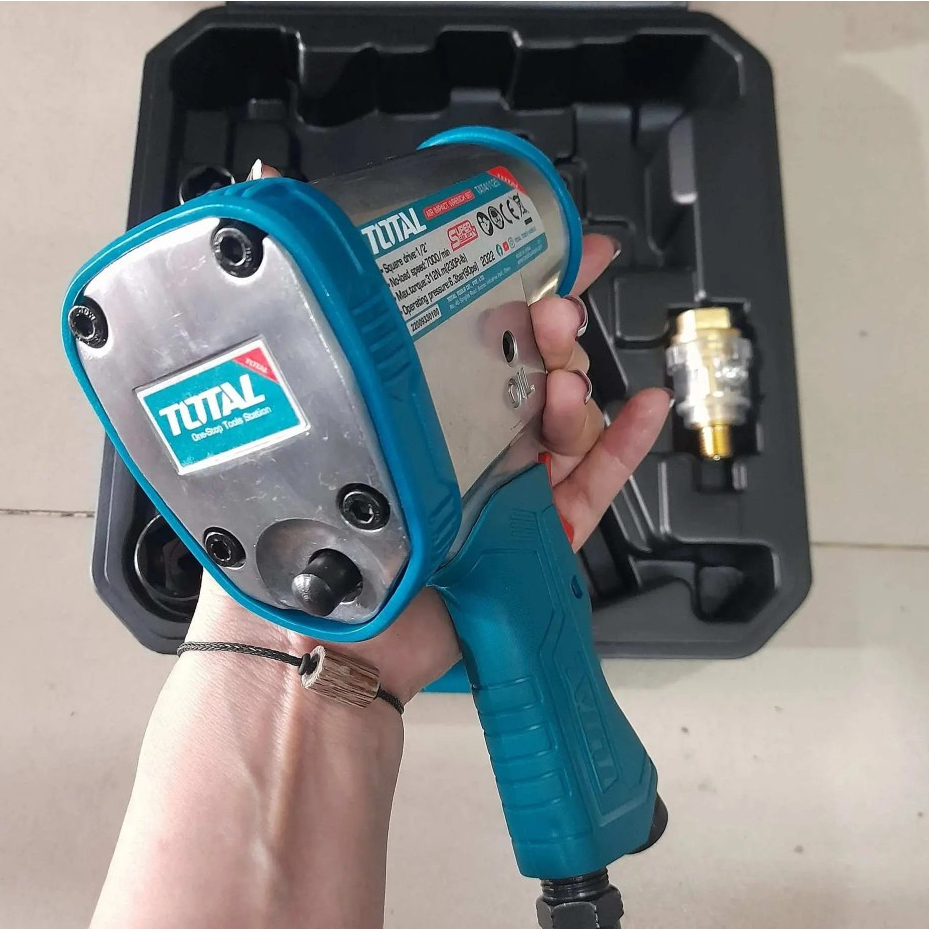 Máy bắn bulong khí nén Total, đầu vặn vuông 12.5mm - 25mm, mô men xoắn 312 - 1800Nm, Máy siết bulong hơi, cơ chế búa đôi