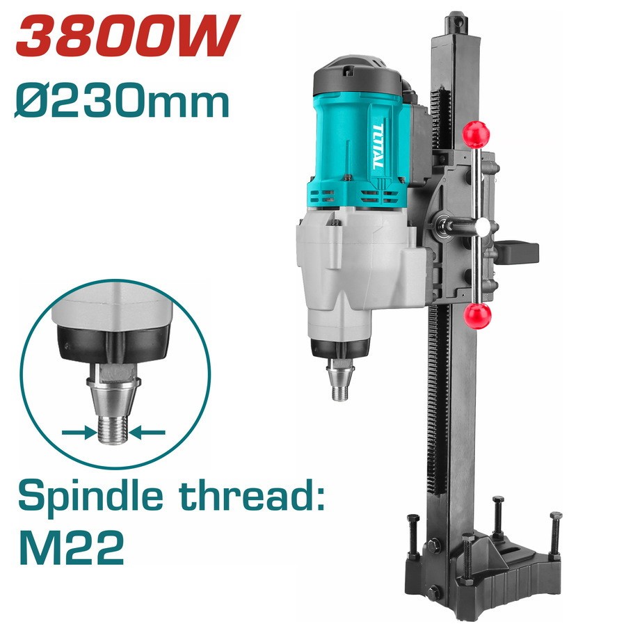 Máy khoan đá TOTAL TDDM28001, công suất 2800W - 3800W, đường kính khoan 200mm - 230mm, trục chính M22 - Thinksafe