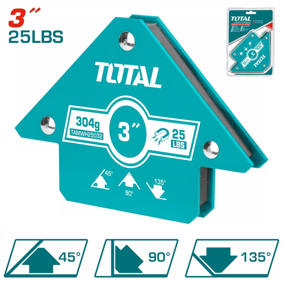 Ke góc nam châm Total kích thước 3 inch - 5 inch, chất liệu nam châm và thép, ke góc hàn 45 °, 90 °, 135 ° - Thinksafe