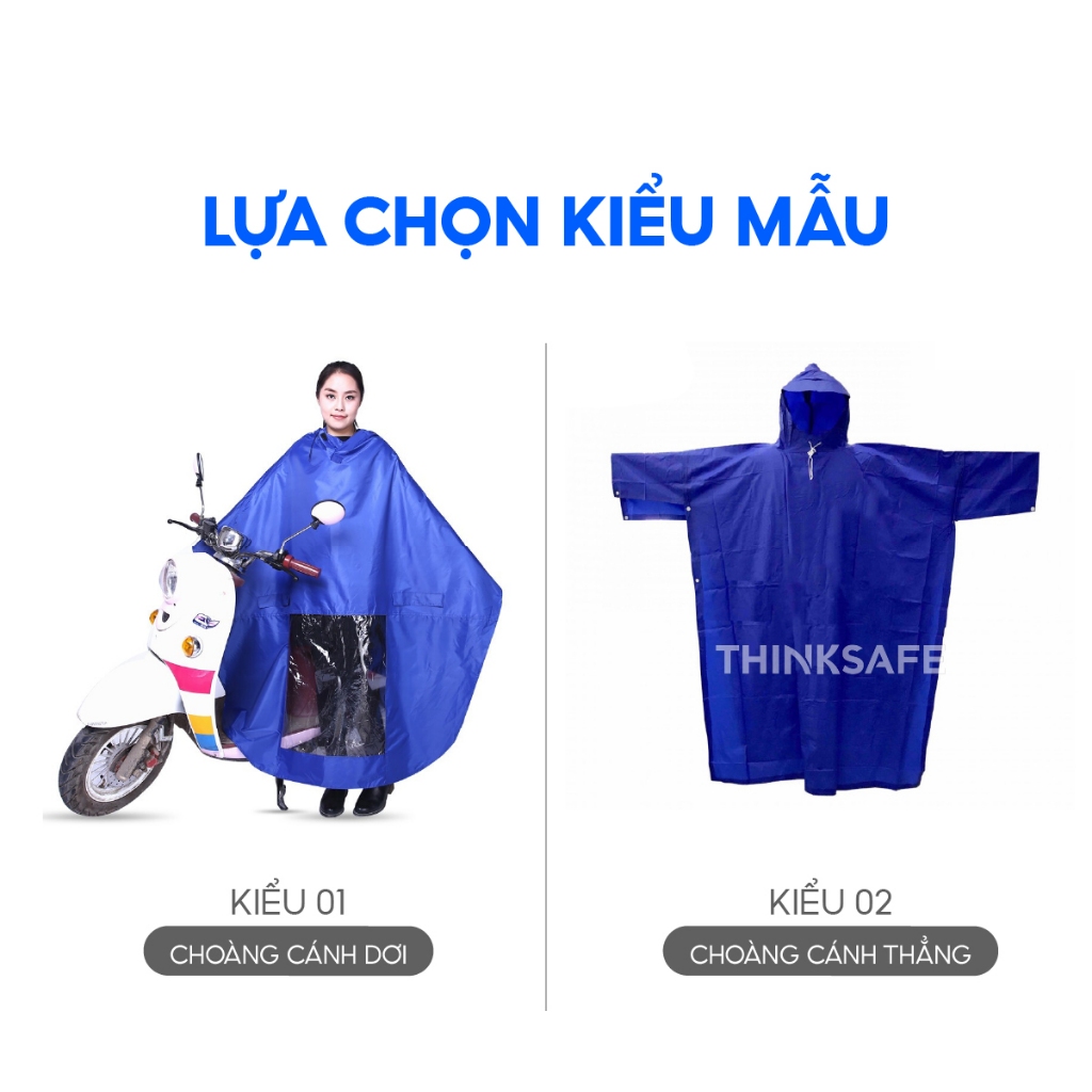 Áo mưa cánh dơi siêu dai, chống thấm và ủng đi mưa nilong 60cm, áo mưa choàng thời trang đi xe máy - Thinksafe