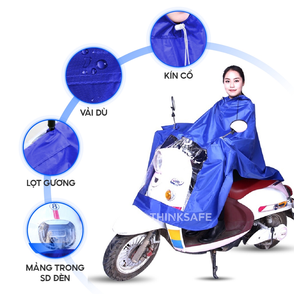 Áo mưa cánh dơi siêu dai, chống thấm và ủng đi mưa nilong 60cm, áo mưa choàng thời trang đi xe máy - Thinksafe