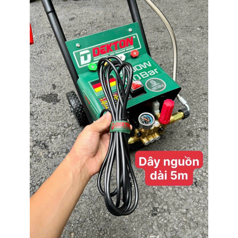 Máy rửa xe Dekton DK-CWR3000A công suất 3000W, chống giật, rulo cuộn dây 15M, lưu lượng 14L/phút - Thinksafe