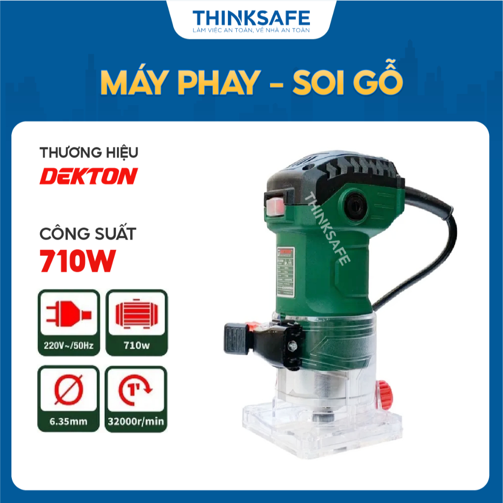 Máy phay và soi gỗ Dekton DK-635M công suất 710W, đầu cặp 6.35mm, tốc độ không tải 30000v/p, máy phay góc