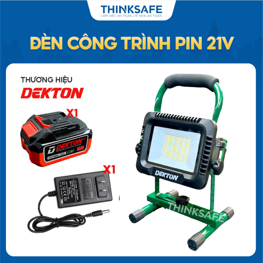 Đèn Công Trình Có 3 Cấp Độ Sáng Lên 5000Lumens DEKTON M21-D5000LM pin 21V, Đèn làm việc, Không kèm Chân Đèn - Thinksafe